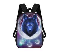 sinyumoney Sac À Dos Scolaire Pour Enfants Wolf Moon Dreamcatcher Art Print Sac À Dos Décontracté Pour Les Voyages, Imprimé En 3D, Pour Garçons Et Filles, Grande Capacité 17inch