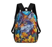 sinyumoney Sac À Dos Scolaire Pour Enfants Wolf Stained Glass Sac À Dos Scolaire Pour Enfants, Style Décontracté Et Tendance, Imprimé En 3D, Amusant Et Original 17inch