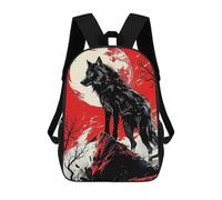sinyumoney Sac À Dos Scolaire Pour Enfants Wolf Under Moon Sac À Dos Décontracté Pour Les Voyages, Imprimé En 3D, Pour Garçons Et Filles, Grande Capacité 17inch