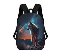 sinyumoney Sac À Dos Scolaire Pour Enfants Wolf Under The Milky Way Sac À Dos Tendance Pour Adolescents, Sac À Dos Décontracté Pour Garçons Et Filles, Sac D'école Imprimé En 3D 17inch