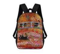 sinyumoney Sac À Dos Scolaire Pour Filles BLACK Cat Monet WaterLily Sac À Dos Décontracté Et Léger Pour Garçons Et Filles, Idéal Pour Les Élèves Du Collège