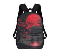 sinyumoney Sac À Dos Scolaire Pour Filles Red Moon Torii Gate Fuji Sac À Dos Décontracté Et Léger Pour Garçons Et Filles, Idéal Pour Les Élèves Du Collège