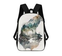sinyumoney Sac À Dos Scolaire Pour Filles Wolf Watercolors Sac À Dos Décontracté Et Léger Pour Garçons Et Filles, Idéal Pour Les Élèves Du Collège