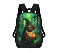 sinyumoney Sac À Dos Scolaire Pug Wizard Forest Pixel Sac À Dos Scolaire Enfant Imprimé En 3D, Sac De Voyage Tendance, Sac D'école Garçon 17inch