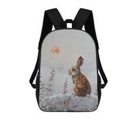sinyumoney Sac À Dos Scolaire Rabbit in Winter Landscape Sac À Dos Scolaire Enfant Imprimé En 3D, Sac De Voyage Tendance, Sac D'école Garçon 17inch