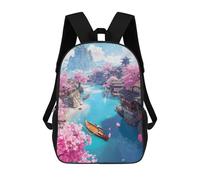 sinyumoney Sac À Dos Scolaire Sakura Fishing Village Sac À Dos Scolaire Enfant Imprimé En 3D, Sac De Voyage Tendance, Sac D'école Garçon 17inch