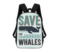 sinyumoney Sac À Dos Scolaire Save The Whales - Anti Whaling Sac À Dos Scolaire Enfant Imprimé En 3D, Sac De Voyage Tendance, Sac D'école Garçon 17inch