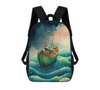 sinyumoney Sac À Dos Scolaire Ship Riding Waves Sac À Dos Scolaire Enfant Imprimé En 3D, Sac De Voyage Tendance, Sac D'école Garçon 17inch