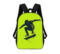 sinyumoney Sac À Dos Scolaire Skater Silhouette - Neon Green Urban Trick Sac À Livres Pour Garçons Et Filles, Sac D'école, Sac Pour Étudiants, Sac De Voyage D'affaires, Sac De Travail 17inch