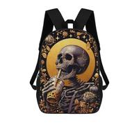 sinyumoney Sac À Dos Scolaire Skeleton Loves Bubble Tea Sac À Dos Scolaire Enfant Imprimé En 3D, Sac De Voyage Tendance, Sac D'école Garçon 17inch