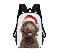 sinyumoney Sac À Dos Scolaire Spanish Water Dog with Santa Hat Sac À Dos Scolaire Enfant Imprimé En 3D, Sac De Voyage Tendance, Sac D'école Garçon 17inch