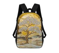 sinyumoney Sac À Dos Scolaire Stained Glass Golden Tree Sac À Dos Scolaire Enfant Imprimé En 3D, Sac De Voyage Tendance, Sac D'école Garçon 17inch