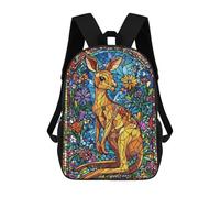 sinyumoney Sac À Dos Scolaire Stained Glass Kangaroo Sac À Dos Scolaire Enfant Imprimé En 3D, Sac De Voyage Tendance, Sac D'école Garçon 17inch
