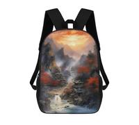 sinyumoney Sac À Dos Scolaire Sunset in Japanese Sac À Livres Pour Garçons Et Filles Sac D'école Sac Pour L'université Sac De Voyage D'affaires Sac De Travail 17inch
