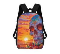 sinyumoney Sac À Dos Scolaire Sunset of The Dead Skull Sac À Livres Pour Garçons Et Filles Sac D'école Sac Pour L'université Sac De Voyage D'affaires Sac De Travail 17inch