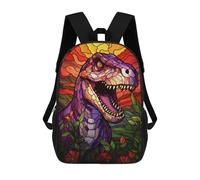 sinyumoney Sac À Dos Scolaire T Rex Stained Glass Window Sac À Livres Pour Garçons Et Filles Sac D'école Sac Pour L'université Sac De Voyage D'affaires Sac De Travail 17inch