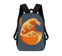sinyumoney Sac À Dos Scolaire The Great Wave of Orange Sac À Dos Scolaire Enfant Imprimé En 3D, Sac De Voyage Tendance, Sac D'école Garçon 17inch