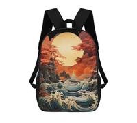 sinyumoney Sac À Dos Scolaire The Great Wave Sac À Dos Scolaire Enfant Imprimé En 3D, Sac De Voyage Tendance, Sac D'école Garçon 17inch