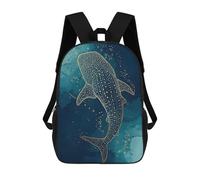 sinyumoney Sac À Dos Scolaire Whale Shark Gold Line Art Sac À Dos Scolaire Enfant Imprimé En 3D, Sac De Voyage Tendance, Sac D'école Garçon 17inch