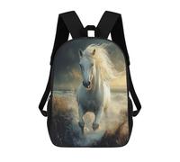sinyumoney Sac À Dos Scolaire White Horse Galloping Through Water Sac À Dos Scolaire Enfant Imprimé En 3D, Sac De Voyage Tendance, Sac D'école Garçon 17inch