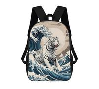 sinyumoney Sac À Dos Scolaire White Tiger Wave Sac À Dos Scolaire Enfant Imprimé En 3D, Sac De Voyage Tendance, Sac D'école Garçon 17inch