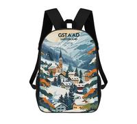sinyumoney Sac À Dos Scolaire Winter in Gstaad Sac À Dos Scolaire Enfant Imprimé En 3D, Sac De Voyage Tendance, Sac D'école Garçon 17inch