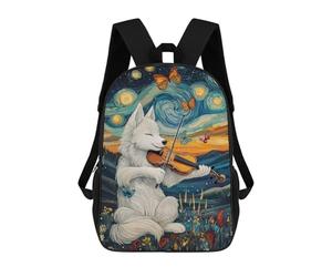 sinyumoney Sac À Dos Scolaire Wolf Playing Violin Sac À Livres Pour Garçons Et Filles, Sac D'école, Sac Pour Étudiants, Sac De Voyage D'affaires, Sac De Travail 17inch