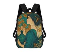 sinyumoney Sac À Dos Scolaire Woman with Vase And Floral Background Sac À Dos Scolaire Enfant Imprimé En 3D, Sac De Voyage Tendance, Sac D'école Garçon 17inch