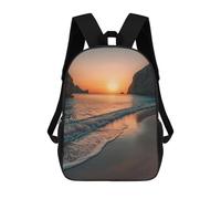 sinyumoney Sac à dos unisexe, imprimé 3D, sac à dos de voyage, sac à dos pour ordinateur portable, sac à dos léger pour hommes, femmes, garçons et filles, Sunset Beach Scene, 17"