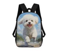 sinyumoney Sac D'école Imprimé En 3D Bichon Frise Sac À Dos Enfant, Sac À Livres Mignon, Imperméable, Mode Et Décontracté 17inch