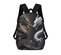 sinyumoney Sac D'école Imprimé En 3D Black And White Dragons Confrontation Sac À Dos Enfant, Sac À Livres Mignon, Imperméable, Mode Et Décontracté 17inch