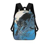 sinyumoney Sac D'école Imprimé En 3D Black Cat Sac À Dos Enfant, Sac À Livres Mignon, Imperméable, Mode Et Décontracté 17inch
