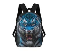 sinyumoney Sac D'école Imprimé En 3D Blue Tiger Roar Sac À Dos Enfant, Sac À Livres Mignon, Imperméable, Mode Et Décontracté 17inch