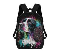 sinyumoney Sac D'école Imprimé En 3D Colorful Cocker Spaniel Art Print-2 Sac À Dos Enfant, Sac À Livres Mignon, Imperméable, Mode Et Décontracté 17inch