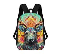 sinyumoney Sac D'école Imprimé En 3D Colorful Deer Portrait-9 Sac À Dos Enfant, Sac À Livres Mignon, Imperméable, Mode Et Décontracté 17inch