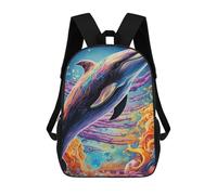 sinyumoney Sac D'école Imprimé En 3D Colorful Dolphin Underwater Scene-1 Sac À Dos Enfant, Sac À Livres Mignon, Imperméable, Mode Et Décontracté 17inch