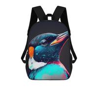 sinyumoney Sac D'école Imprimé En 3D Colorful Penguin Portrait Sac À Dos Enfant, Sac À Livres Mignon, Imperméable, Mode Et Décontracté 17inch