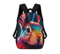 sinyumoney Sac D'école Imprimé En 3D Colorful Rabbit Portrait -2 Sac À Dos Enfant, Sac À Livres Mignon, Imperméable, Mode Et Décontracté 17inch