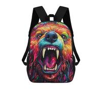 sinyumoney Sac D'école Imprimé En 3D Colorful Roaring Bear Art-6 Sac À Dos Enfant, Sac À Livres Mignon, Imperméable, Mode Et Décontracté 17inch
