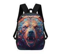 sinyumoney Sac D'école Imprimé En 3D Colorful Roaring Bear Art Sac À Dos Enfant, Sac À Livres Mignon, Imperméable, Mode Et Décontracté 17inch