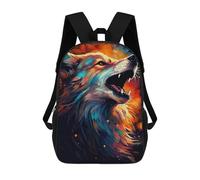 sinyumoney Sac D'école Imprimé En 3D Colorful Wolf Portrait Sac À Dos Enfant, Sac À Livres Mignon, Imperméable, Mode Et Décontracté 17inch
