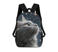 sinyumoney Sac D'école Imprimé En 3D Cosmic Cat Gazing Stars Sac À Dos Enfant, Sac À Livres Mignon, Imperméable, Mode Et Décontracté 17inch