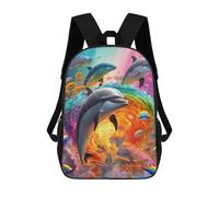 sinyumoney Sac D'école Imprimé En 3D Dolphins in Rainbow Ocean Sac À Dos Enfant, Sac À Livres Mignon, Imperméable, Mode Et Décontracté 17inch