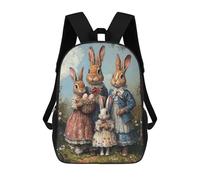 sinyumoney Sac D'école Imprimé En 3D Easter Bunny Family Portrait Sac À Dos Enfant, Sac À Livres Mignon, Imperméable, Mode Et Décontracté 17inch
