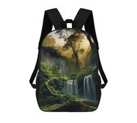 sinyumoney Sac D'école Imprimé En 3D Enchanted Rainforest Waterfall Sac À Dos Enfant, Sac À Livres Mignon, Imperméable, Mode Et Décontracté 17inch