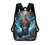 sinyumoney Sac D'école Imprimé En 3D Fantasy Castle Head Artwork Sac À Dos Enfant, Sac À Livres Mignon, Imperméable, Mode Et Décontracté 17inch