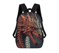 sinyumoney Sac D'école Imprimé En 3D Fiery Dragon Head Statue Sac À Dos Enfant, Sac À Livres Mignon, Imperméable, Mode Et Décontracté 17inch