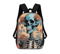 sinyumoney Sac D'école Imprimé En 3D Floral Skeleton Pop Art 7 Sac À Dos Enfant, Sac À Livres Mignon, Imperméable, Mode Et Décontracté 17inch