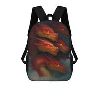 sinyumoney Sac D'école Imprimé En 3D Four-Headed Fire Dragon Artwork Sac À Dos Enfant, Sac À Livres Mignon, Imperméable, Mode Et Décontracté 17inch