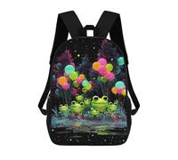 sinyumoney Sac D'école Imprimé En 3D Frogs with Balloons in Pond Sac À Dos Enfant, Sac À Livres Mignon, Imperméable, Mode Et Décontracté 17inch